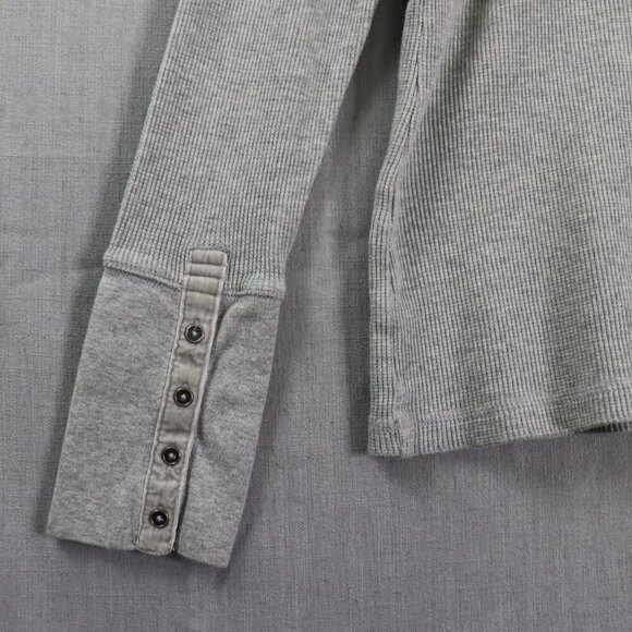 Sundance Thermal Top Women Small Gray Waffle Knit Velvet Cuff Button Long Sleeve - Picture 6 of 12